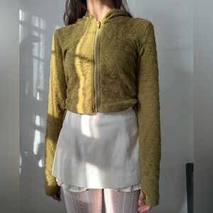 Free People Fp Movement Women Green Kadi Quilted Hoodie Jacket Zip size Xs